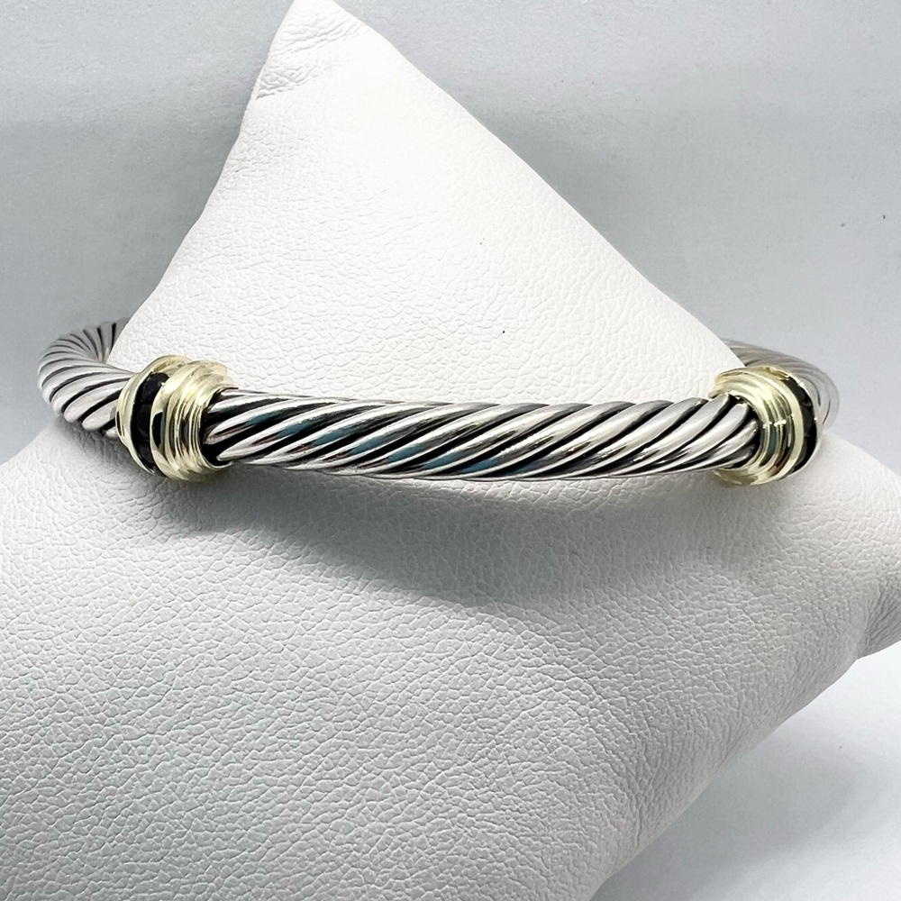 David Yurman 5mm Onyx 14k Gold Double Station Bracelet - Picture 14 of 14